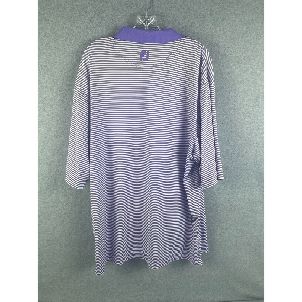 FJ FootJoy Golf Polo Shirt Men's Size XXL Purple Striped Heritage Shores READ - Picture 4 of 8